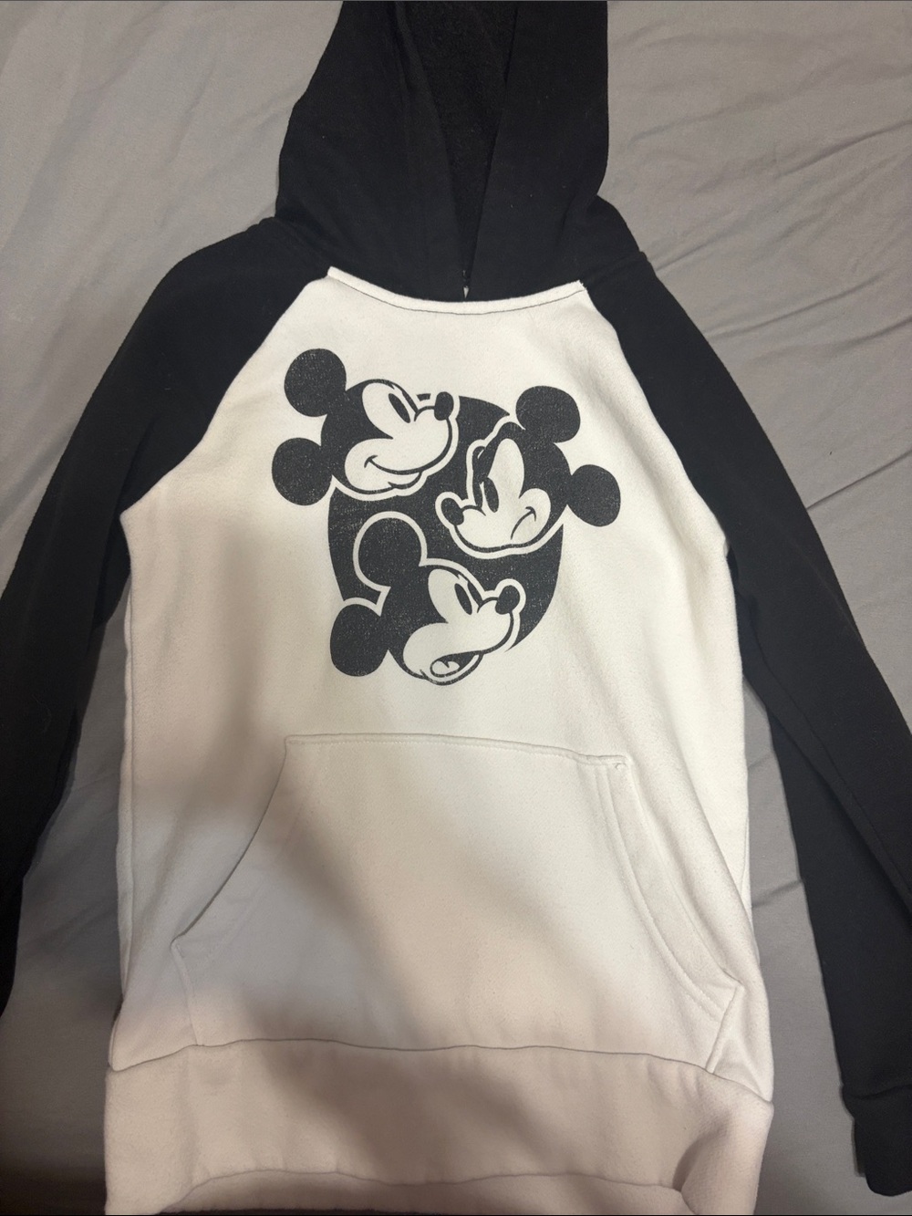 Disney Black and White Crewneck Hoodie with Mickey Trio Graphic